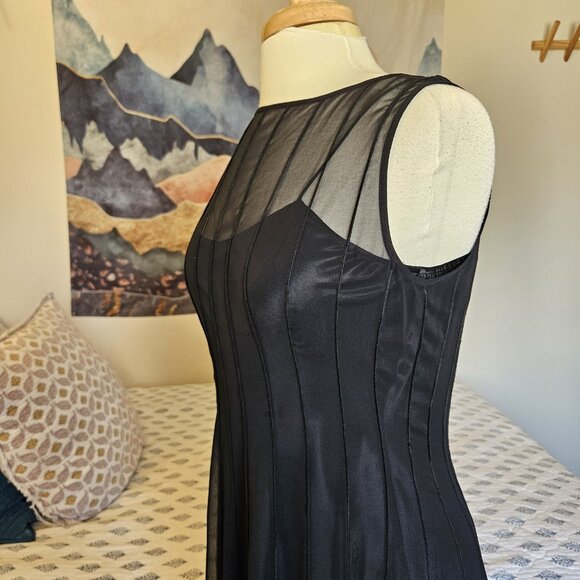 Adrianna Papell Black Sheer Overlay Cocktail Party Dress Women’s Size 8 - Picture 11 of 15